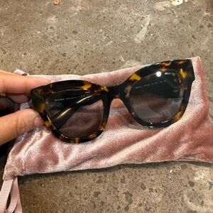 Miu Miu Tortoiseshell Cat-Eye Sunglasses with Smoke Lenses